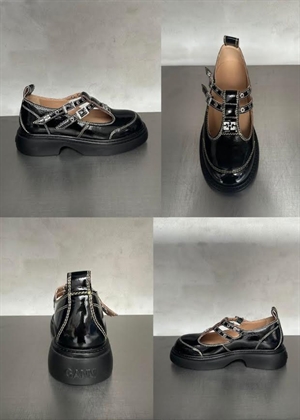 Everyday Butterfly mary jane naplack shoe Black/Yellow s2928 Ganni 